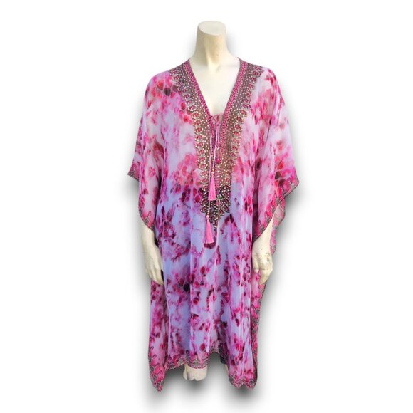 Peace Lotta Stensson Pink Tie Dye Kaftan Coverup - Picture 1 of 10